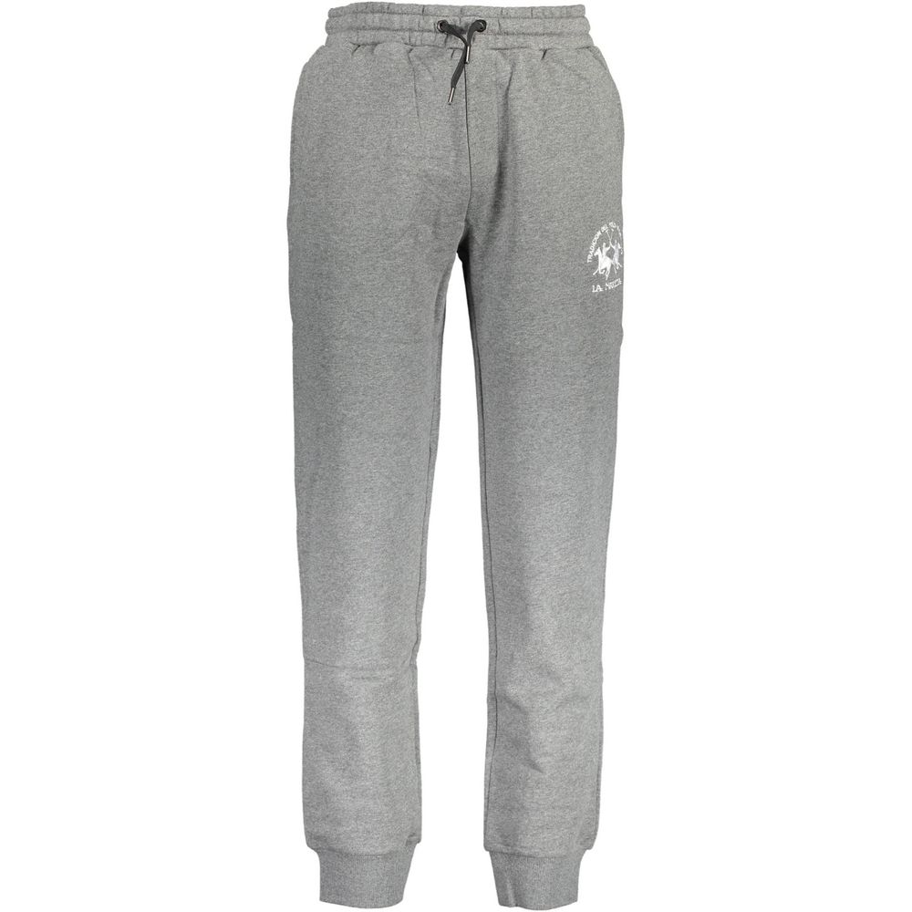 Joggers by La Martina for men in cotton gray presents a tailored silhouette, showcasing a tailored and long cut with a refined for a truly tailored aesthetic.
