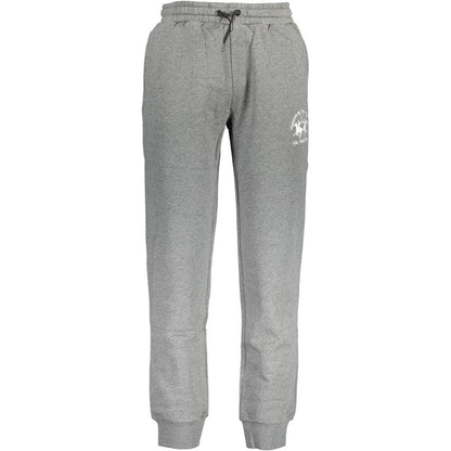 Joggers by La Martina for men in cotton gray presents a tailored silhouette, showcasing a tailored and long cut with a refined for a truly tailored aesthetic.