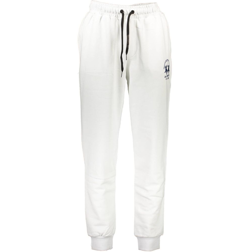 Joggers by La Martina for men in cotton white presents a tailored silhouette, showcasing a tailored and long cut with a refined for a truly tailored aesthetic.