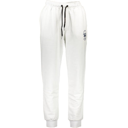 Joggers by La Martina for men in cotton white presents a tailored silhouette, showcasing a tailored and long cut with a refined for a truly tailored aesthetic.