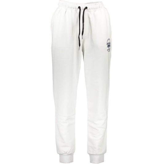 Joggers by La Martina for men in cotton white presents a tailored silhouette, showcasing a tailored and long cut with a refined for a truly tailored aesthetic.