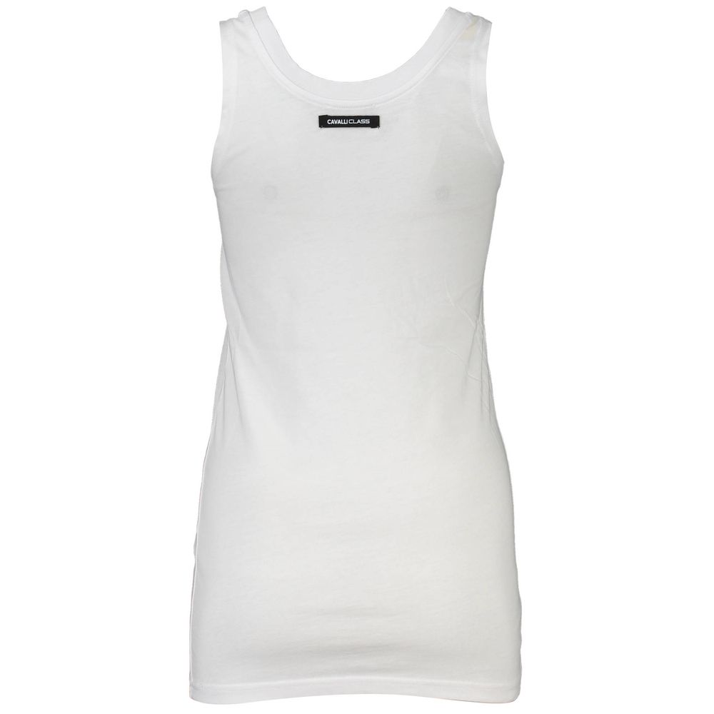 Tank Top by Cavalli Class for women in cotton white & print showcases a streamlined Women's Wide Round Neck Cotton Tank Top design with a streamlined and .