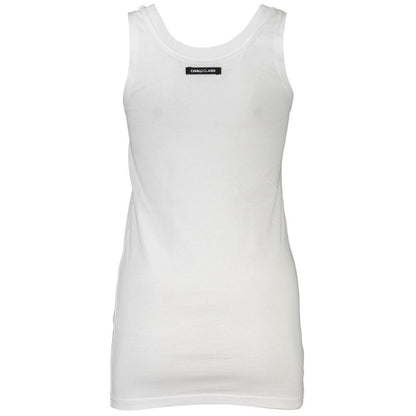 Tank Top by Cavalli Class for women in cotton white & print showcases a streamlined Women's Wide Round Neck Cotton Tank Top design with a streamlined and .