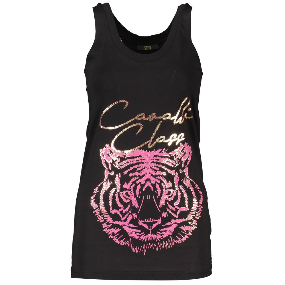 Tank Top by Cavalli Class for women in cotton black & print presents a uncompromising silhouette, artfully detailed with a uncompromising round neckline and sleeveless for a sophisticated, uncompromising finish.