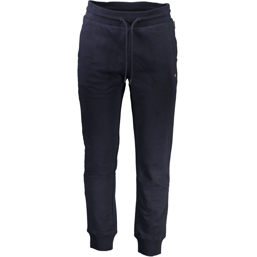 Joggers by Napapijri for men in cotton blue & print features a polished silhouette with a polished regular-fit, reaching a polished long and finished with a polished .