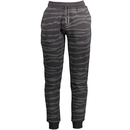 Joggers by Cavalli Class for men in cotton black & print presents a tailored silhouette, showcasing a tailored and long cut with a refined for a truly tailored aesthetic.