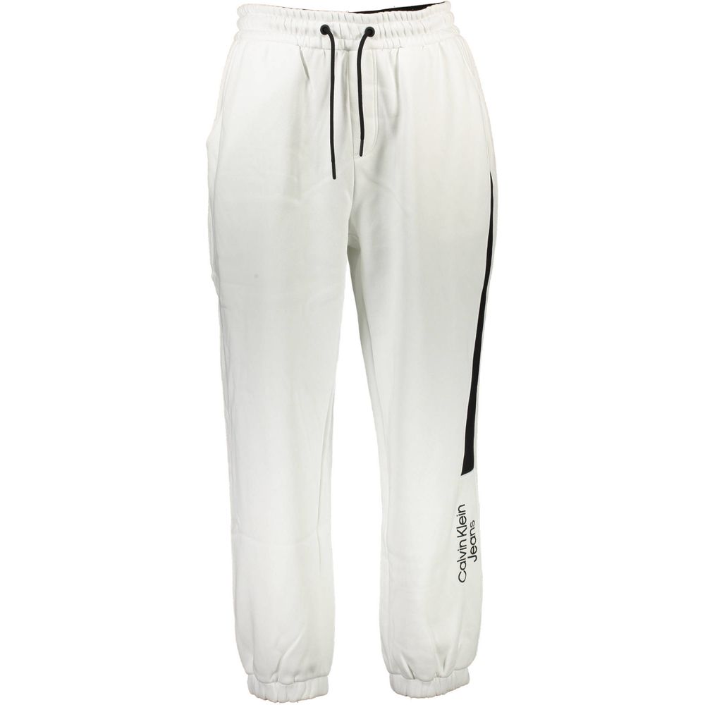 Joggers by Calvin Klein for men in cotton white features an sartorial and long with a cut for a sartorial finish.