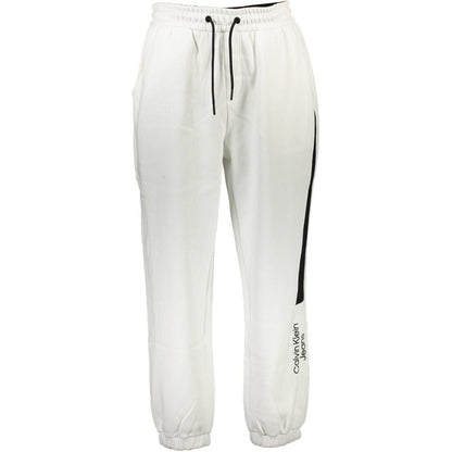 Joggers by Calvin Klein for men in cotton white features an sartorial and long with a cut for a sartorial finish.