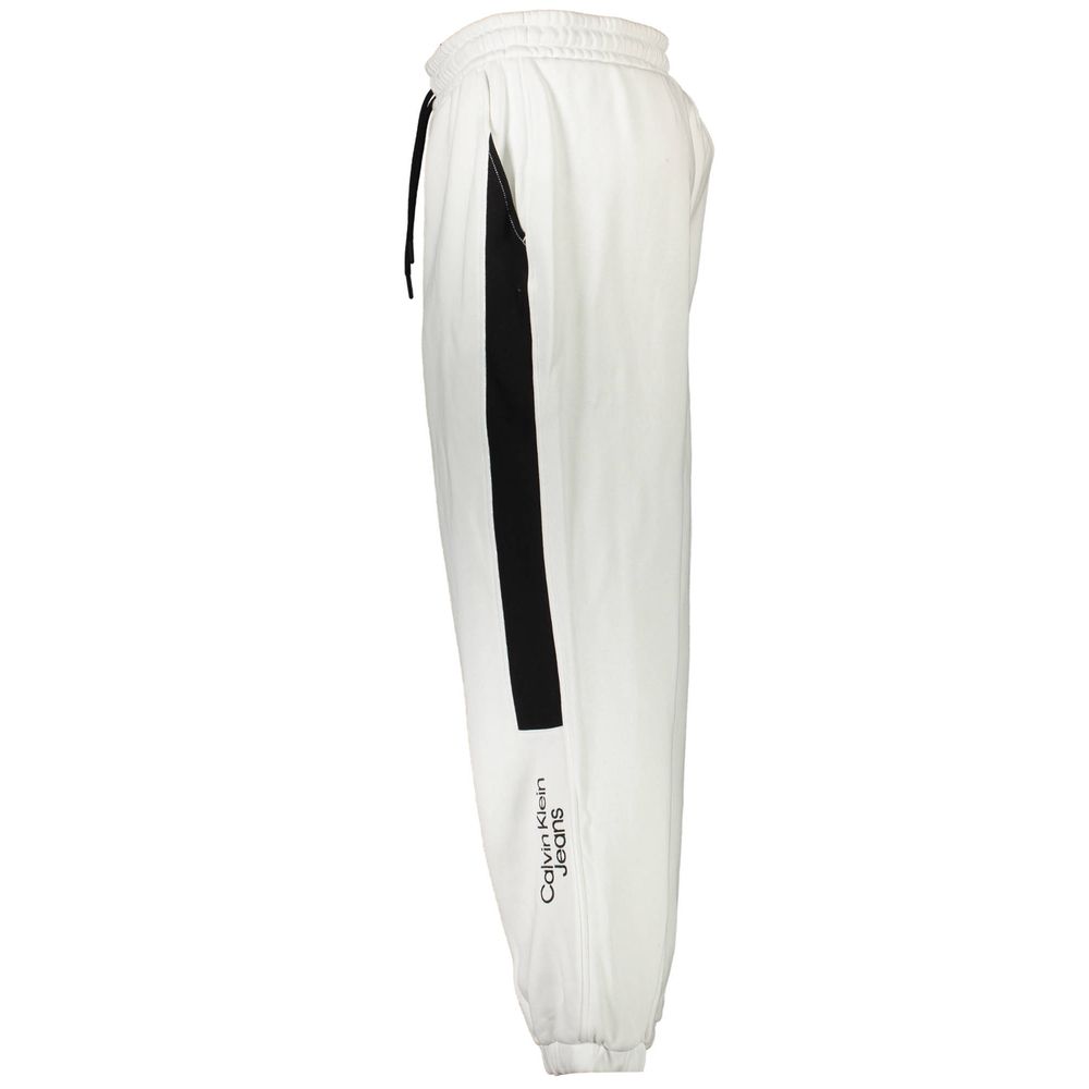 Joggers by Calvin Klein for men in cotton white features a refined silhouette with a refined , defined by a and a refined long for a refined finish.