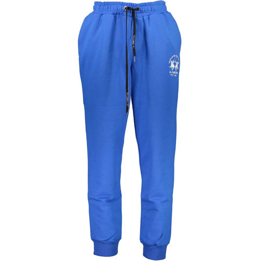 Joggers by La Martina for men in cotton blue features an refined tailoring silhouette, showcasing a premium with a and long cut for a refined tailoring look.