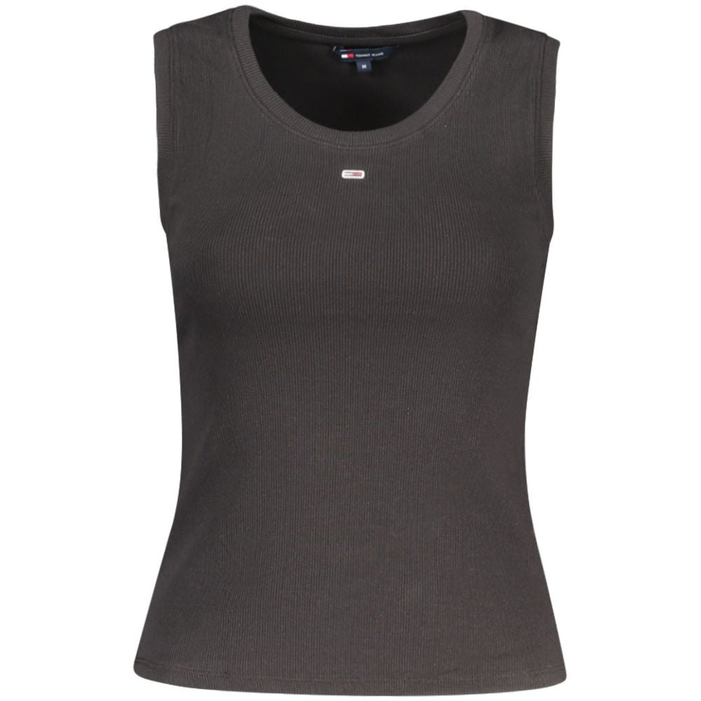 Tank Top by Tommy Hilfiger for women in cotton black showcases a sumptuous silhouette, artfully detailed with a sumptuous wide-neck neckline and sleeveless for a truly sumptuous finish.