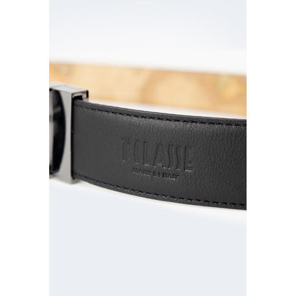 Belt by Alviero Martini Prima Classe for men in polyurethane leather black features a versatile silhouette, artfully showcasing the versatile design of the Polyurethane Leather Belt for a sophisticated, premium finish.