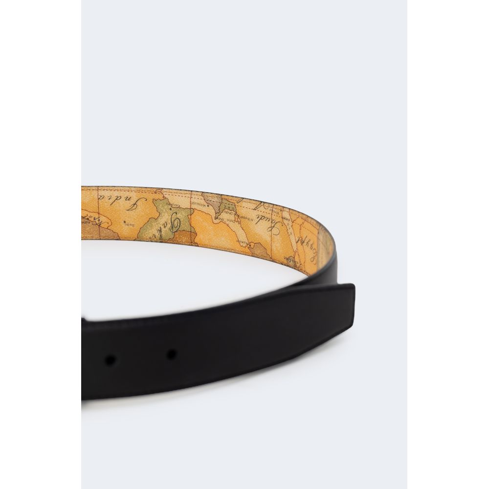 Belt by Alviero Martini Prima Classe for men in polyurethane leather black features an artisanal finish, elegantly showcasing the signature style and artisanal craftsmanship of the Polyurethane Leather Belt design.