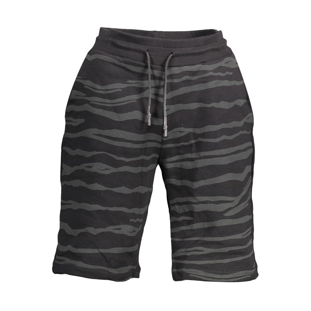 Activewear Shorts by Cavalli Class for men in cotton black & print features an versatile with adjustable-waistband, presenting a versatile short and designed for a versatile look.
