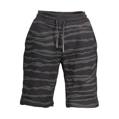 Activewear Shorts by Cavalli Class for men in cotton black & print features an versatile with adjustable-waistband, presenting a versatile short and designed for a versatile look.