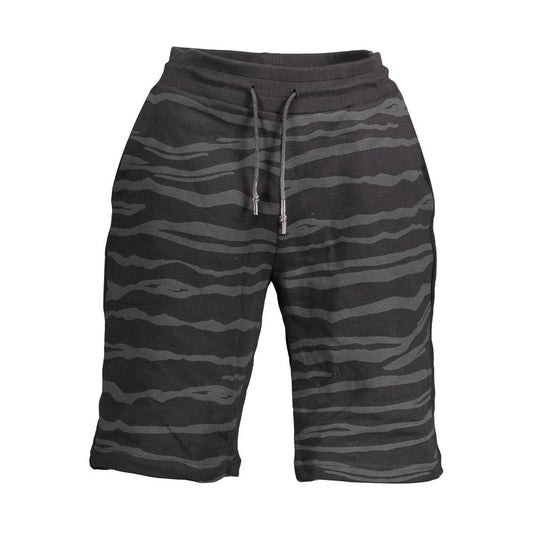 Activewear Shorts by Cavalli Class for men in cotton black & print features an versatile with adjustable-waistband, presenting a versatile short and designed for a versatile look.