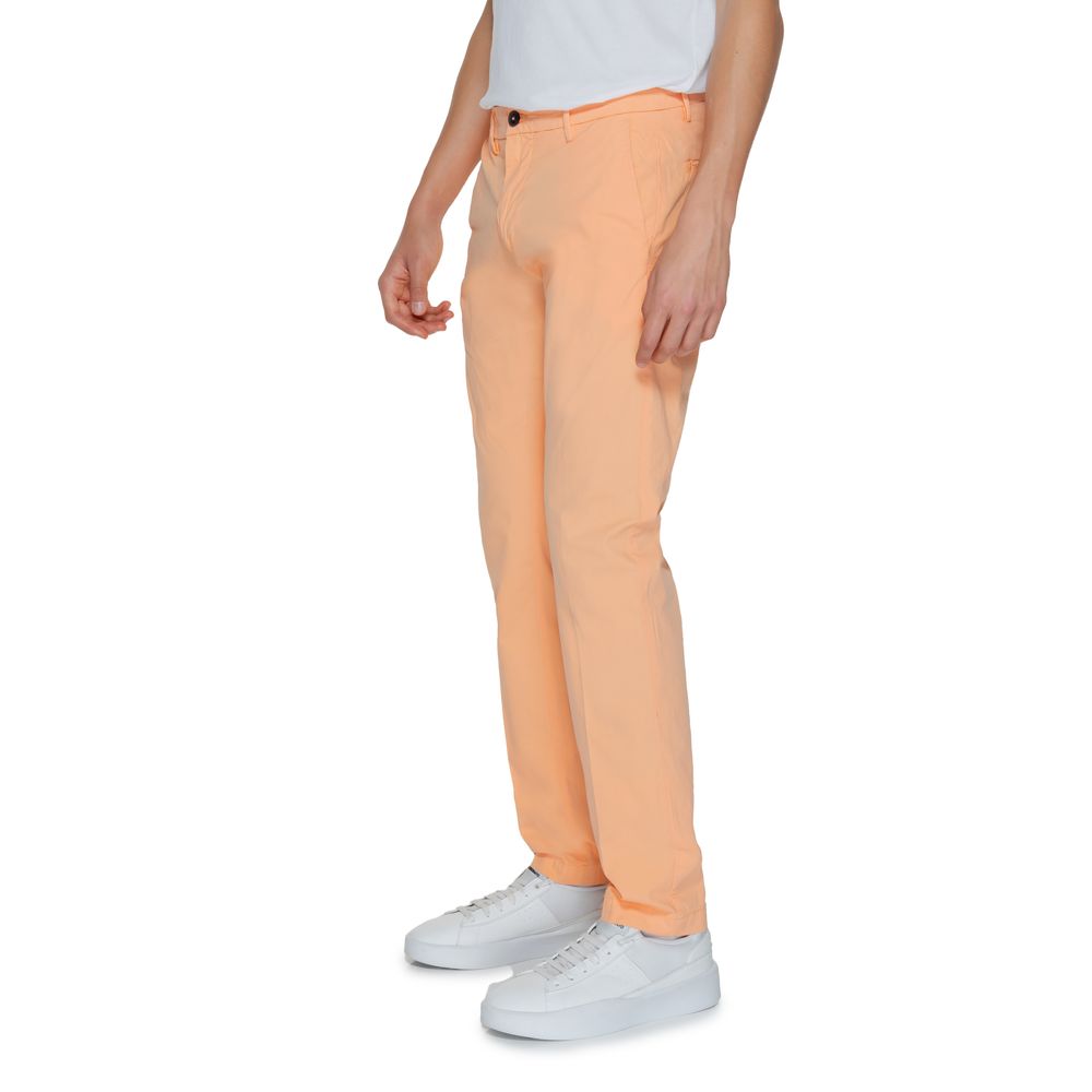 Chinos Pants by Borghese for men in linen & cotton orange presents a sartorial luxe silhouette, showcasing a sophisticated with a long and for a premium, sartorial luxe finish.