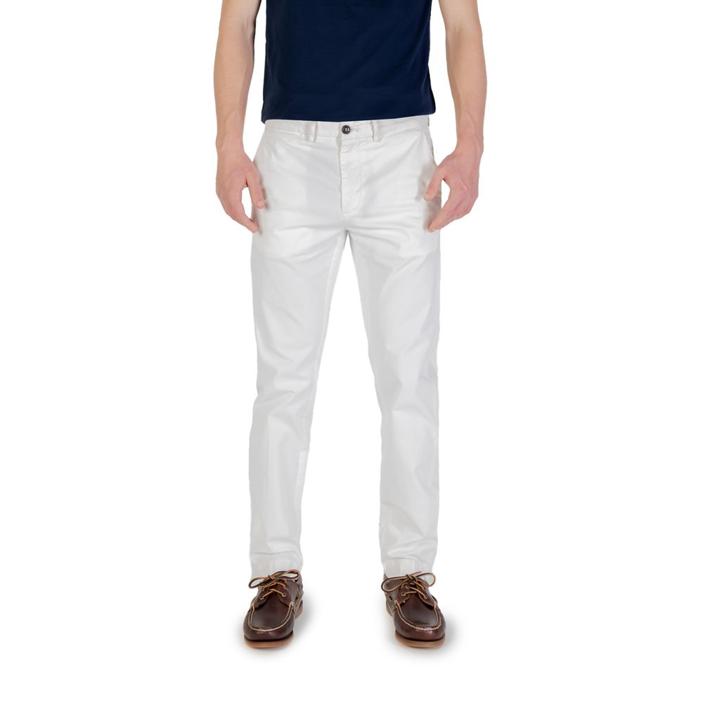 Borghese Men's Skinny Relaxed-Fit Slim Stretch Cotton Trousers - White