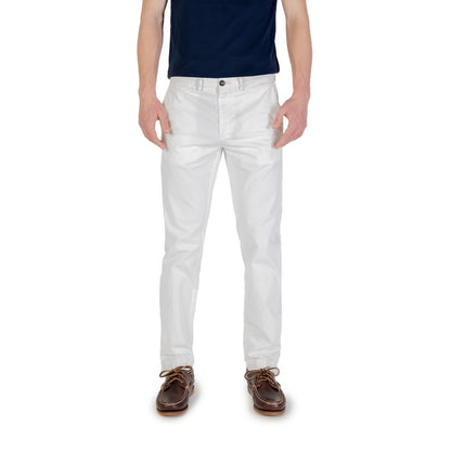 Borghese Men's Skinny Relaxed-Fit Slim Stretch Cotton Trousers - White