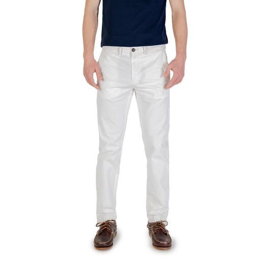 Borghese Men's Skinny Relaxed-Fit Slim Stretch Cotton Trousers - White