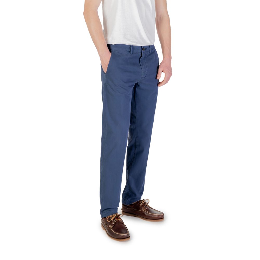 Trousers by Borghese for men in stretch cotton blue features a sculptural silhouette, showcasing a sculptural skinny, relaxed-fit & slim and long with a sophisticated for a sculptural finish.