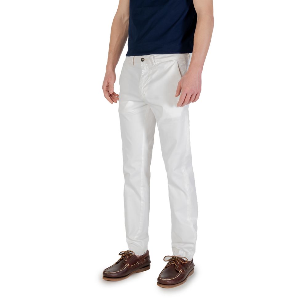 Borghese Men's Skinny Relaxed-Fit Slim Stretch Cotton Trousers - White