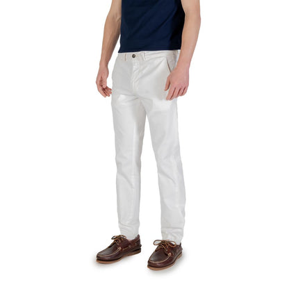 Borghese Men's Skinny Relaxed-Fit Slim Stretch Cotton Trousers - White