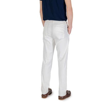 Borghese Men's Skinny Relaxed-Fit Slim Stretch Cotton Trousers - White
