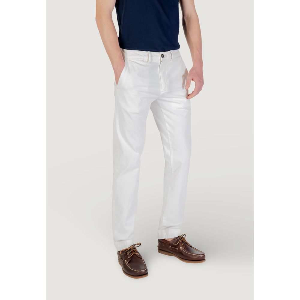 Borghese Men's Skinny Relaxed-Fit Slim Stretch Cotton Trousers - White