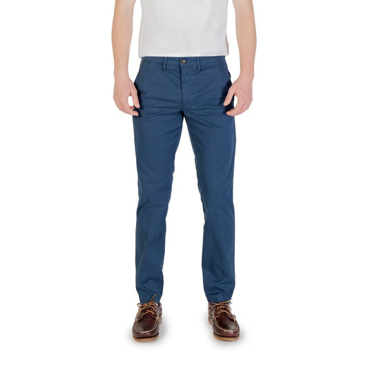 Trousers by Borghese for men in stretch cotton blue features a tailored silhouette with a tailored tapered-leg, skinny & slim, defined by its long and a sophisticated .