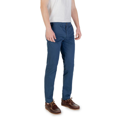 Trousers by Borghese for men in stretch cotton blue presents a smart silhouette, meticulously detailed with a smart tapered-leg, skinny & slim, a smart long, and a smart .