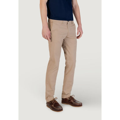 Borghese Men's Tapered-Leg Skinny Slim Lightweight Stretch Cotton Trousers - Beige