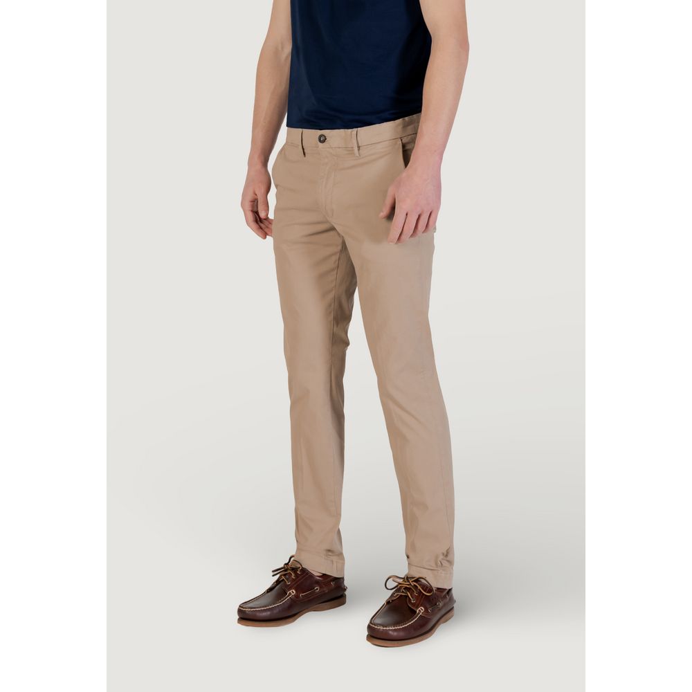 Borghese Men's Tapered-Leg Skinny Slim Lightweight Stretch Cotton Trousers - Beige