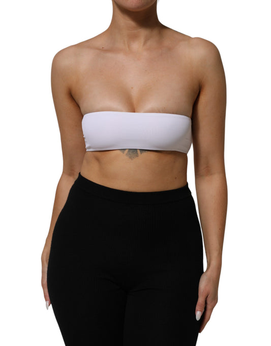 Tank Top by Dolce & Gabbana for women in stretch nylon white features an bespeak silhouette, showcasing an bespeak strapless; sleeveless and bespeak strapless tube neckline for a truly sophisticated look.