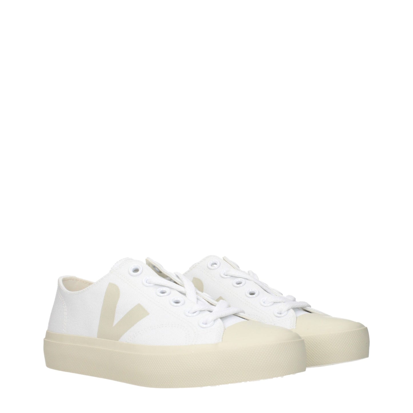 Sneakers by Veja for women in fabric white presents a sumptuous silhouette, artfully capturing the essence of the Women's Low Top Fabric Sneakers with its sumptuous low-top style design.