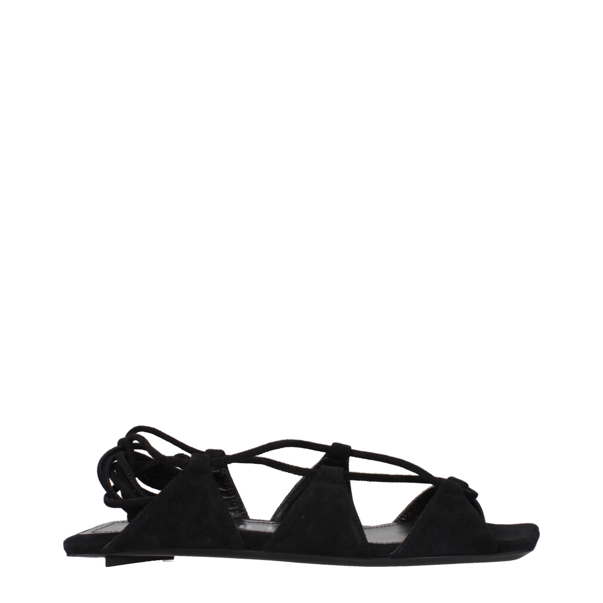 Flat Sandals by The Attico for women in suede leather black features an statuesque Women's Suede Leather Flat Sandals silhouette with a refined flat and elegant .