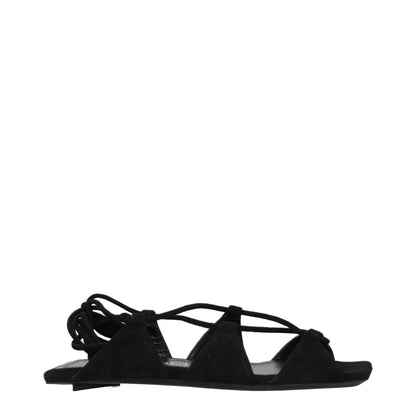 Flat Sandals by The Attico for women in suede leather black features an statuesque Women's Suede Leather Flat Sandals silhouette with a refined flat and elegant .