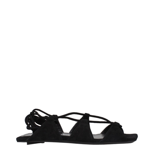 Flat Sandals by The Attico for women in suede leather black features an statuesque Women's Suede Leather Flat Sandals silhouette with a refined flat and elegant .