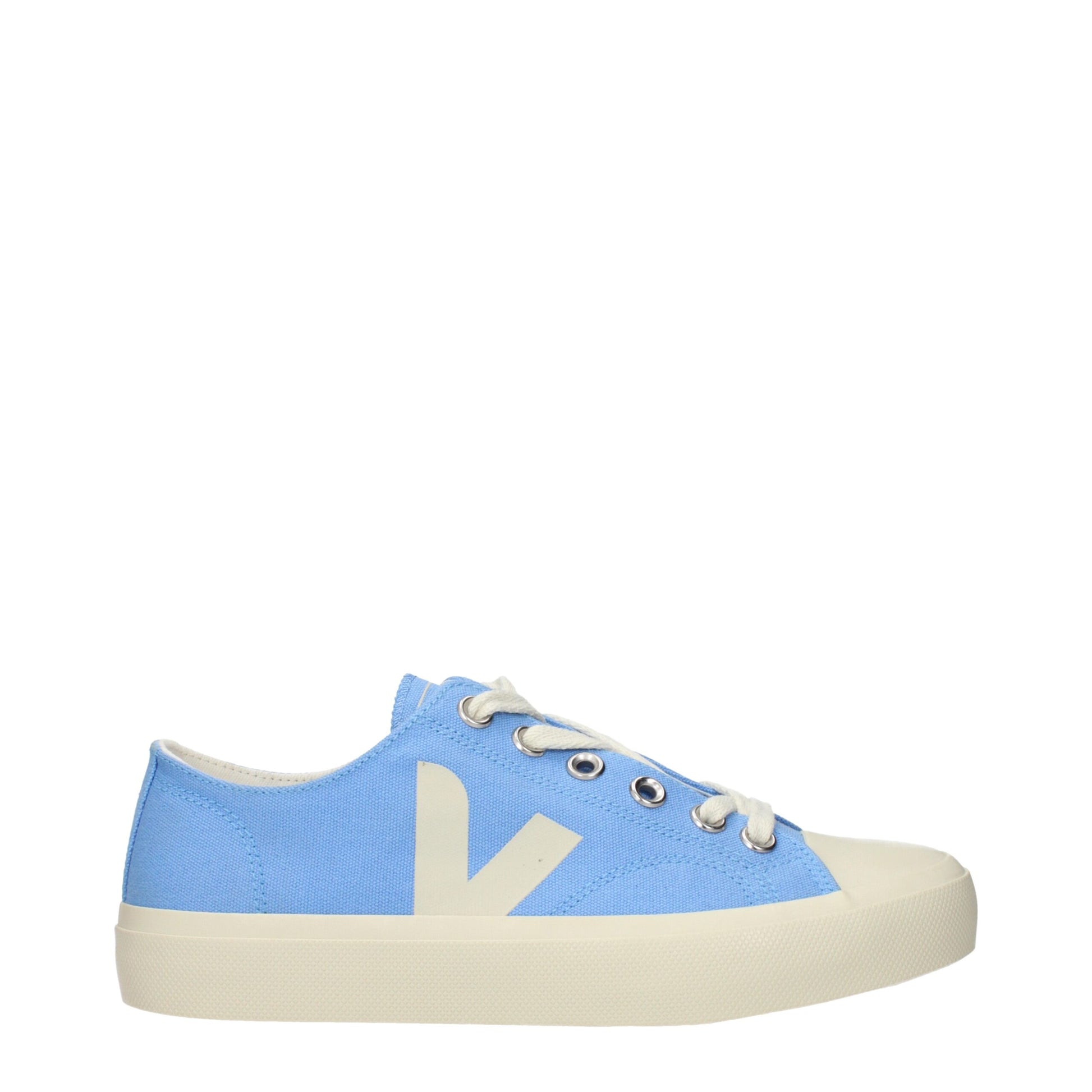Sneakers by Veja for women in fabric light-blue presents a impeccable silhouette as Women's Low Top Fabric Sneakers, expertly defined by a impeccable low-top style for a impeccable, high-fashion look.