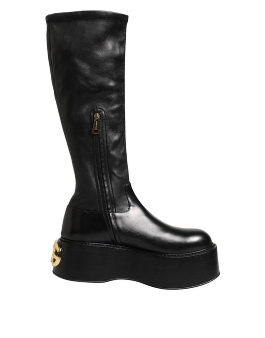 High-Heel Over-The-Knee Boots by Dolce & Gabbana for men in silk viscose calf & goat leather black & signature features an avant-garde Men's Silk Viscose Calf & Goat Leather High-Heel Over-The-Knee Boots silhouette, defined by a sophisticated high-heel and a avant-garde .
