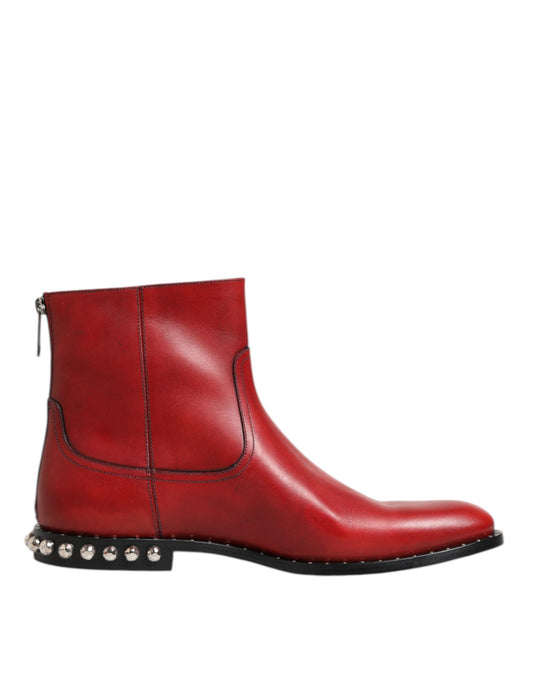 Ankle Chelsea Boots by Dolce & Gabbana for men in silk viscose calf & goat leather red features an dynamic silhouette, showcasing the dynamic Men's Silk Viscose Calf & Goat Leather Ankle Chelsea Boots design with its distinctive and elegant .