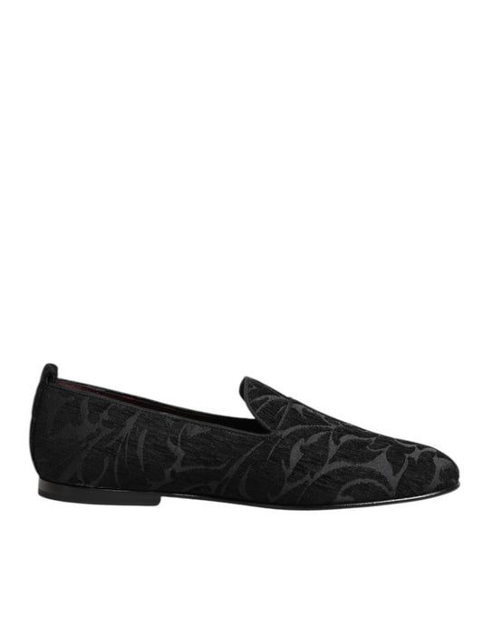 Dolce & Gabbana Men's Polyester Silk Calf & Goat Leather Loafer Slip-On Shoes - Black