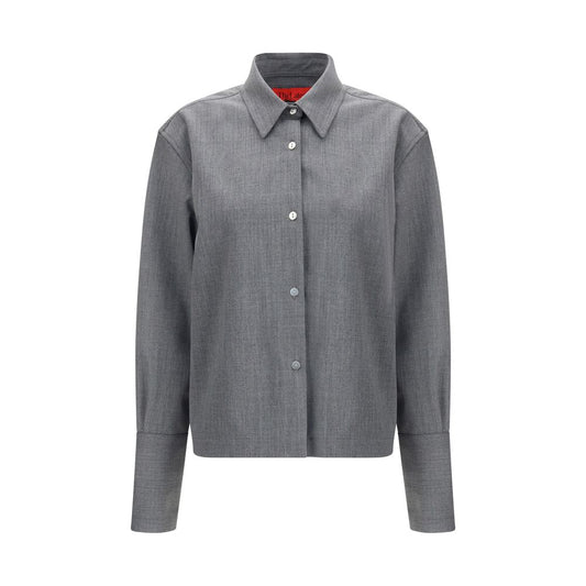 Shirt by The Latest for women in stretch denim cotton polyester brown & gray, featuring a nuanced long-sleeve and nuanced for a sophisticated finish.