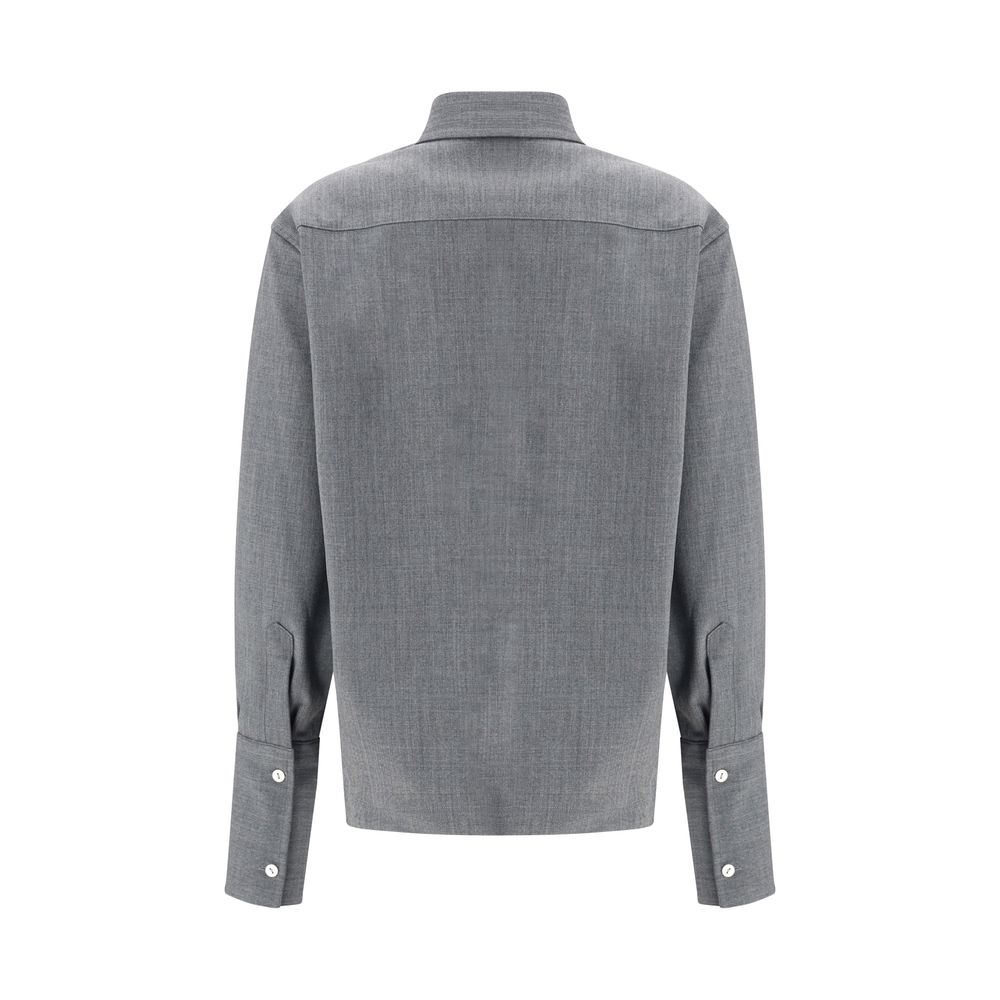 Shirt by The Latest for women in stretch denim cotton polyester brown & gray features an architectural silhouette with a refined and elegant for a architectural look.