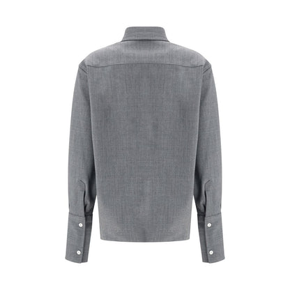 Shirt by The Latest for women in stretch denim cotton polyester brown & gray features an architectural silhouette with a refined and elegant for a architectural look.
