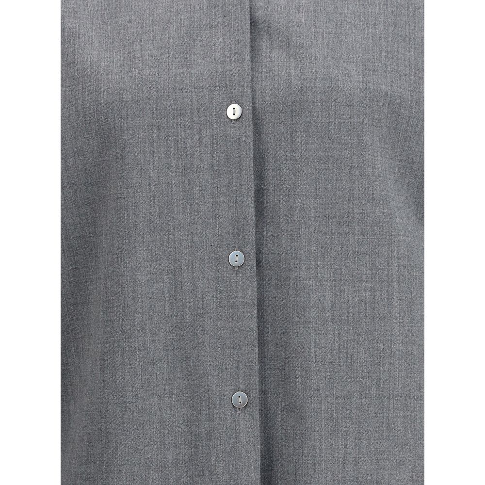 Shirt by The Latest for women in stretch denim cotton polyester brown & gray showcases a sharp silhouette, elegantly detailed with a sharp and sharp .
