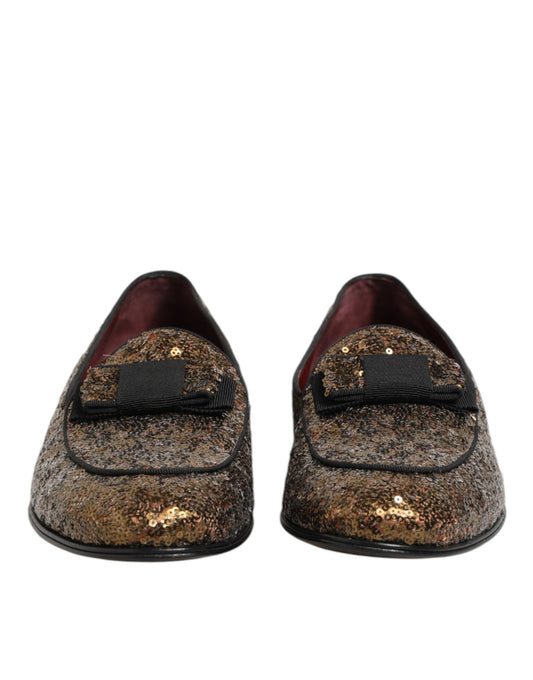Loafer Slip-On Shoes by Dolce & Gabbana for men in cotton viscose silk & goat leather black & gold features an effortless chic silhouette, showcasing the Men's Cotton Viscose Silk & Goat Leather Loafer Slip-On Shoes design with an effortless chic and a for a effortless chic look.