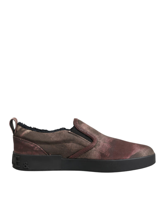 Sneakers by Dolce & Gabbana for men in cotton goat leather & rubber multicolor presents a sumptuous silhouette, artfully capturing the essence of the Men's Low Top Slip On Cotton Goat Leather & Rubber Sneakers with its sumptuous low-top slip-on style design.