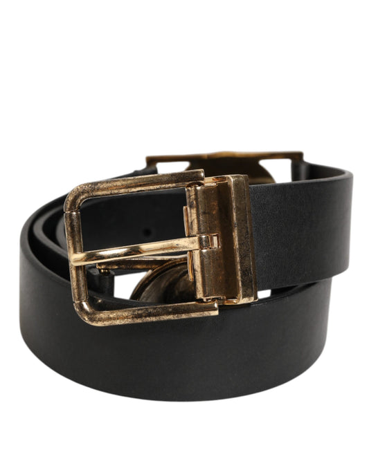 Belt by Dolce & Gabbana for men in calf leather black, gold, silver & signature features a artisanal-chic design, artfully capturing the essence of the Calf Leather Belt with a artisanal-chic finish.