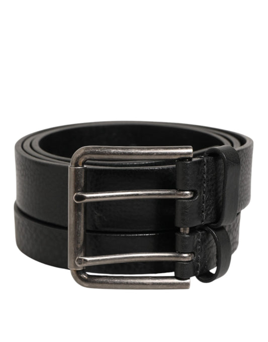 Dolce & Gabbana Calfskin Leather Belt - Black Silver